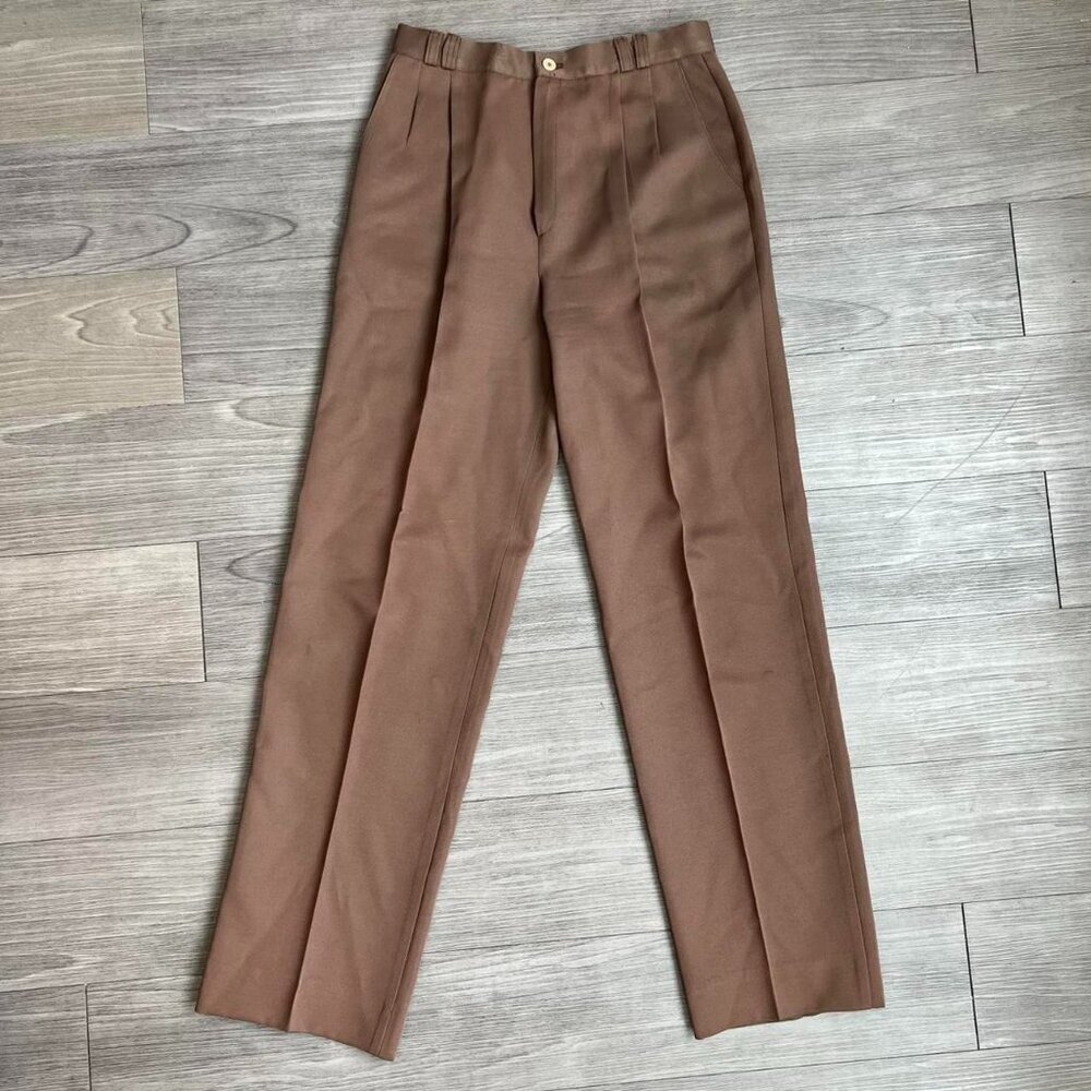 Vtg 70s Happy Legs Womens High Rise Chocolate Brown Straight Leg Trousers Size M